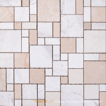 France Style Commercial Use Natural Tumbled Marble Mosaic Tile